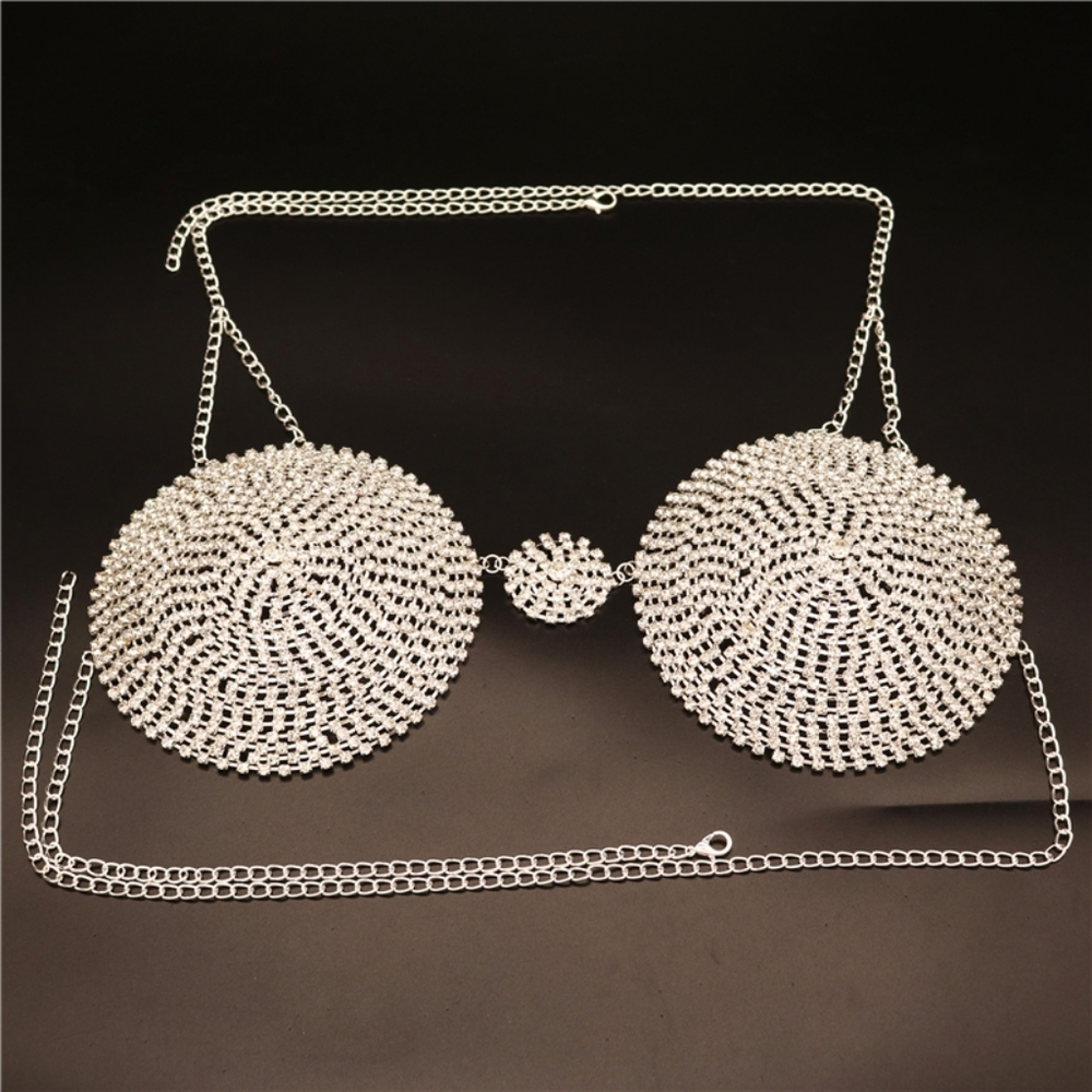 Crystal Round Big Bra Top Chain Cover Chest Bikini Jewelry Sexy Tassel Body Chai